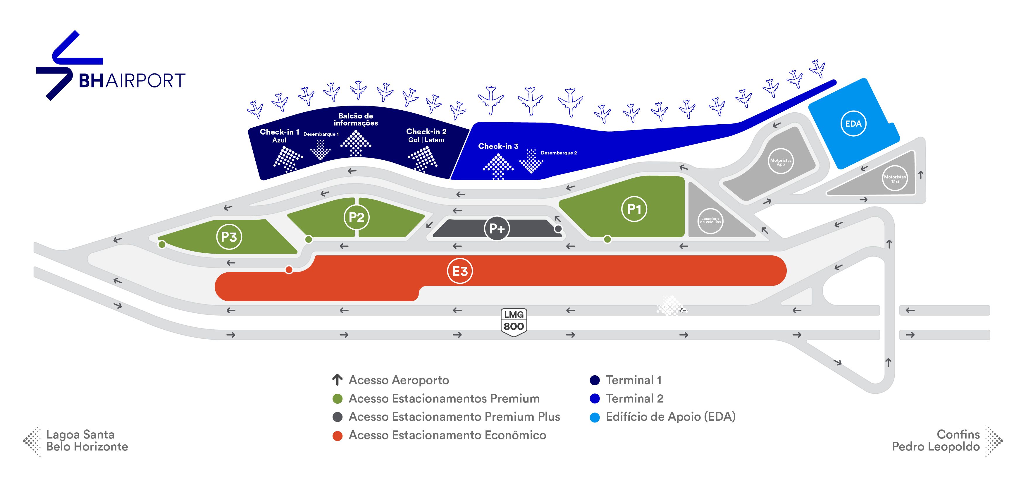 Imagem do Mapa do Estacionamento do BH Airport em Confins